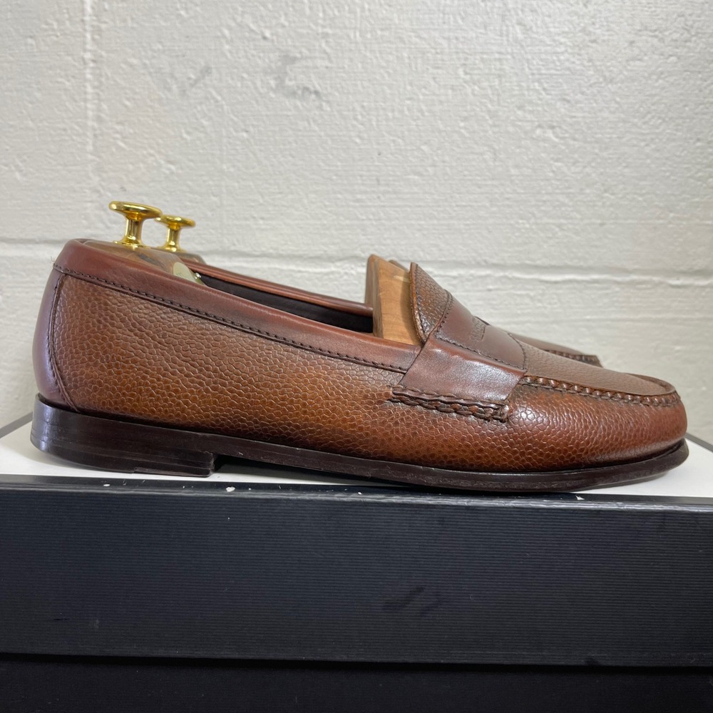 Cole Haan Nike Air C08915 Brown Pebbled Leather Penny Loafers Dress Men's 10 M